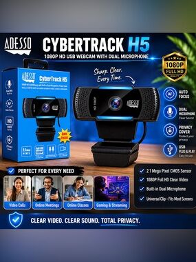 Assessor CyberTrack H5 Webcam w/ dual microphone